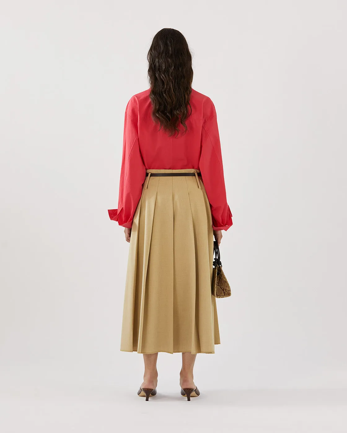 Odette Skirt Tencel Blend Suiting Beige