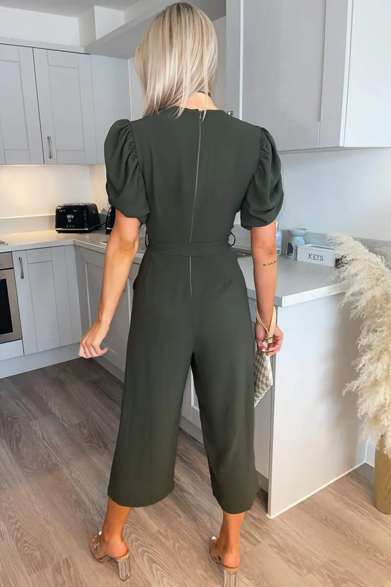 Olive Puff Sleeve Jumpsuit