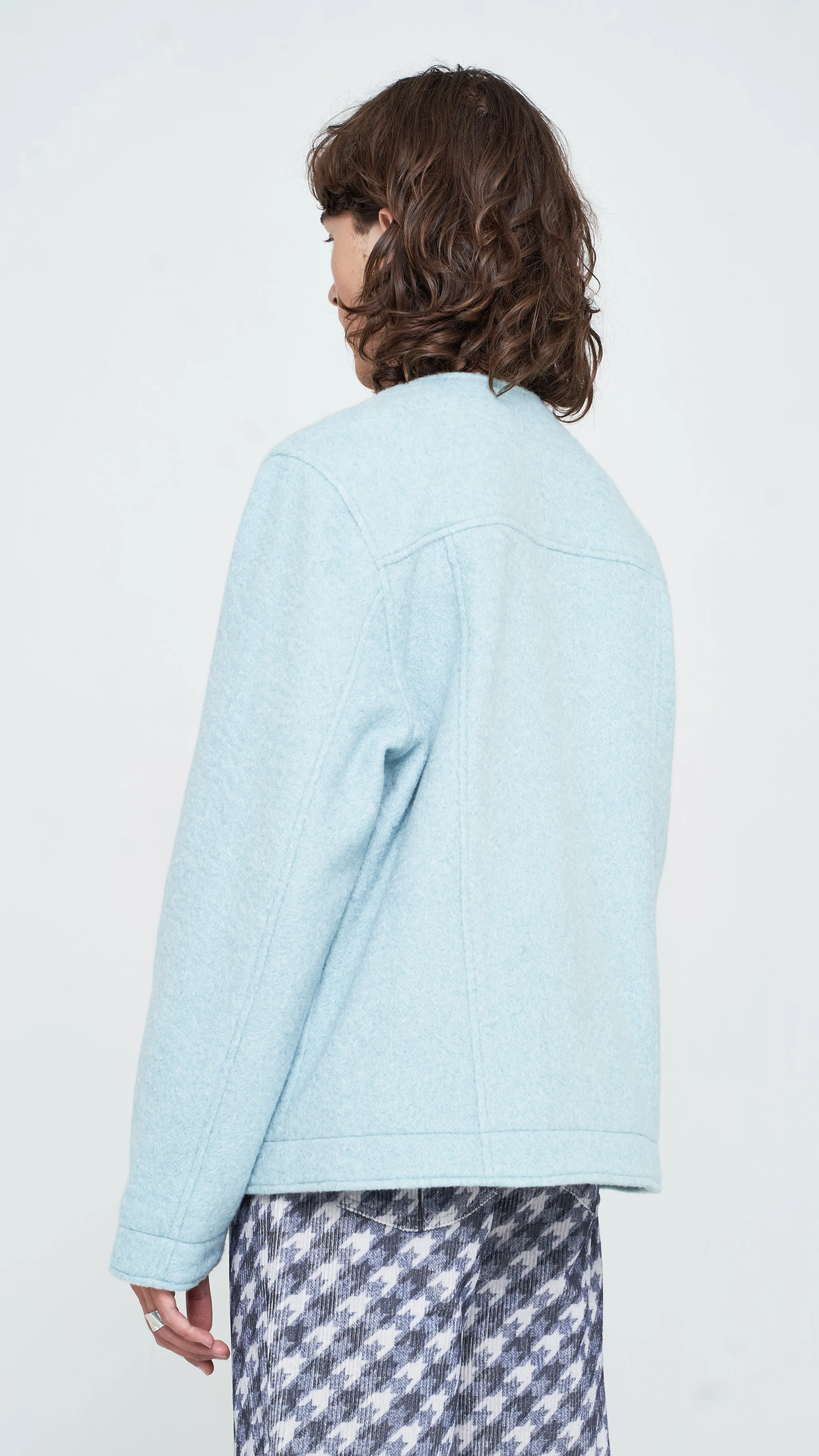 Opal Blue Bouclé Cardigan Jacket