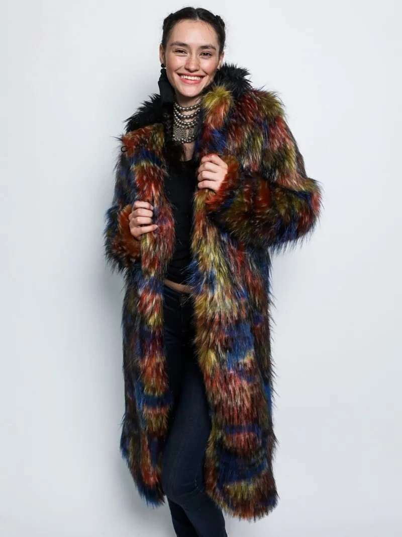 Parrot Calf Length Collared Faux Fur Coat  | Women's