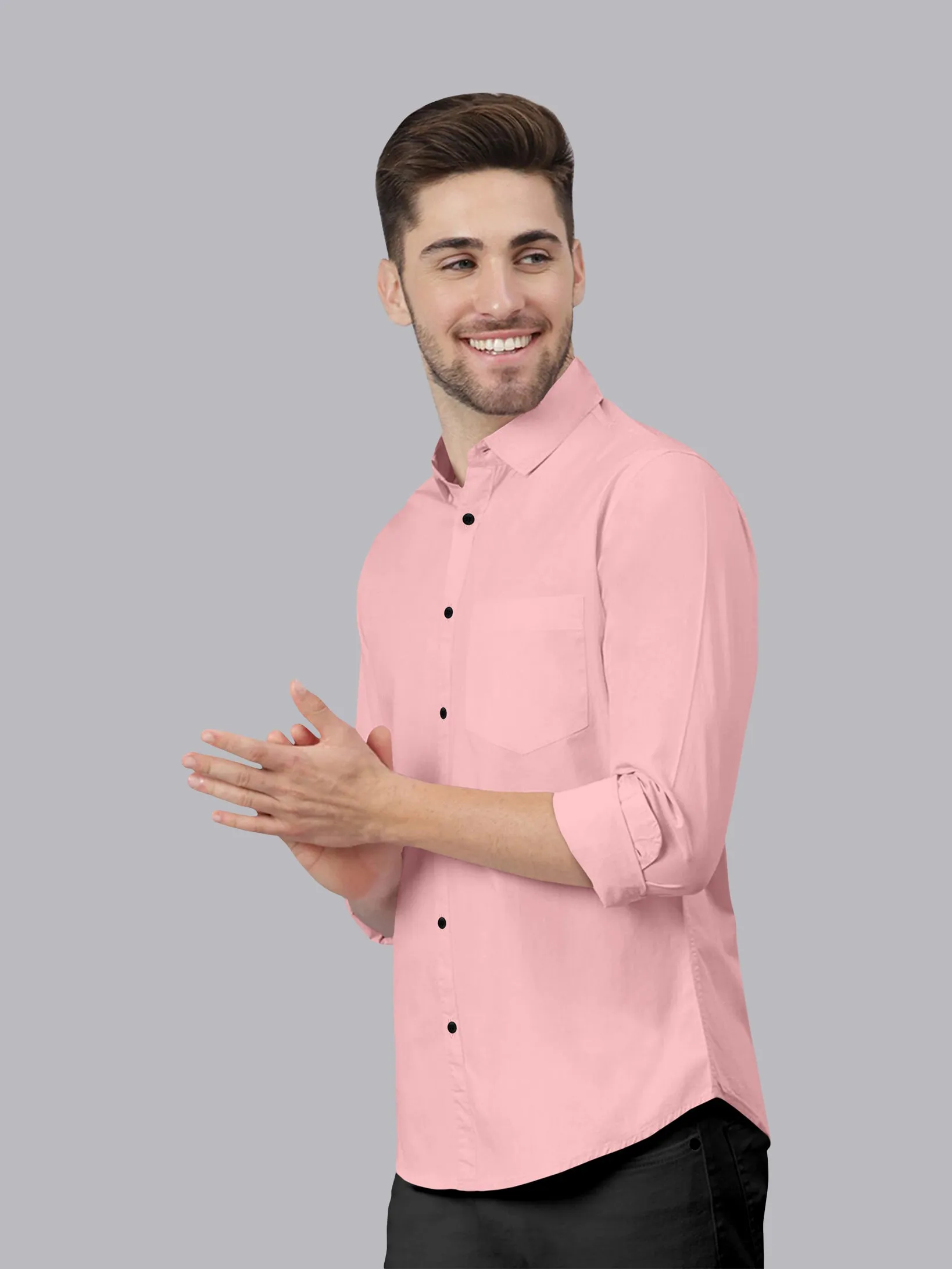 Pink Color Satin Soft Cotton Solid Shirt