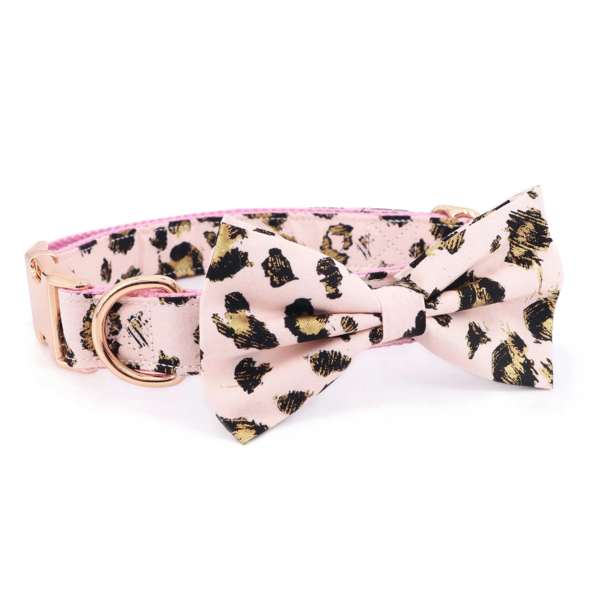 Pink Leopard Bowtie Unbreakable Collar™ & Leash Set