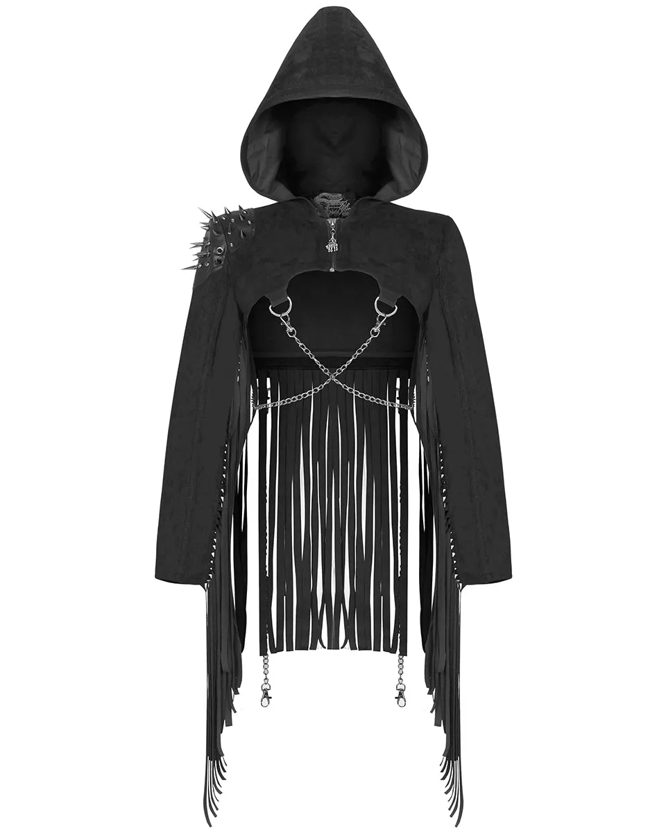 Punk Rave Stormrider Womens Apocalyptic Hooded Cropped Biker Jacket