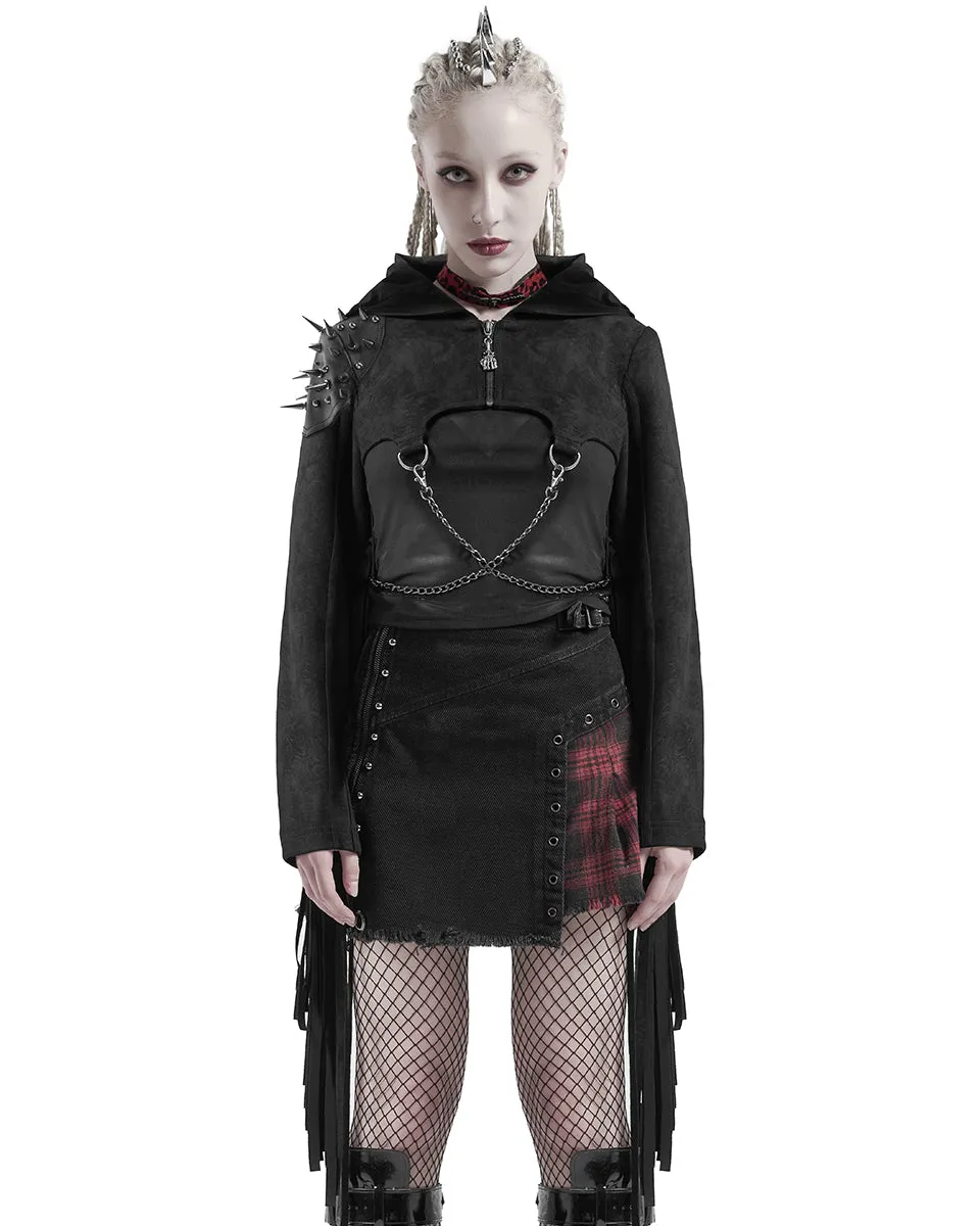 Punk Rave Stormrider Womens Apocalyptic Hooded Cropped Biker Jacket