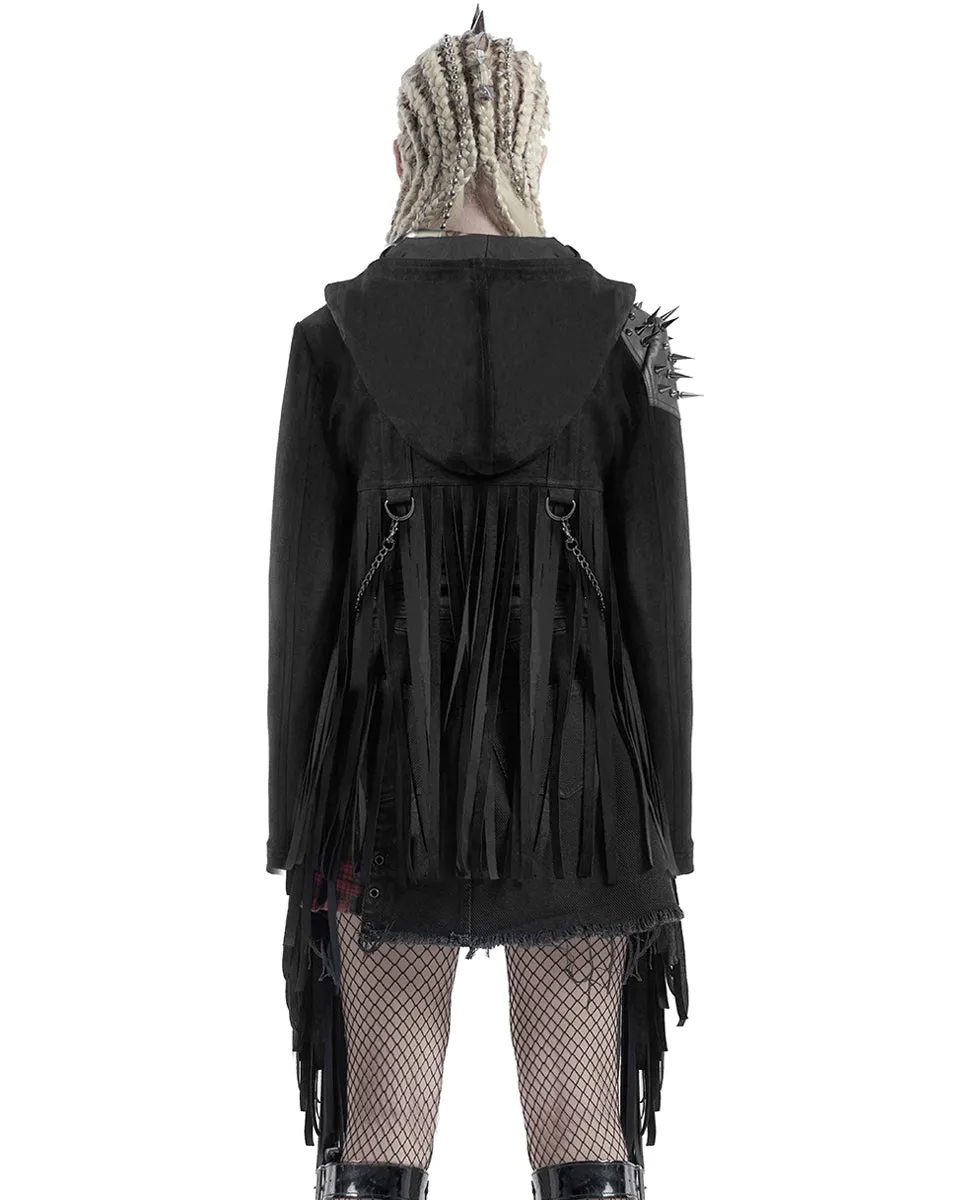 Punk Rave Stormrider Womens Apocalyptic Hooded Cropped Biker Jacket