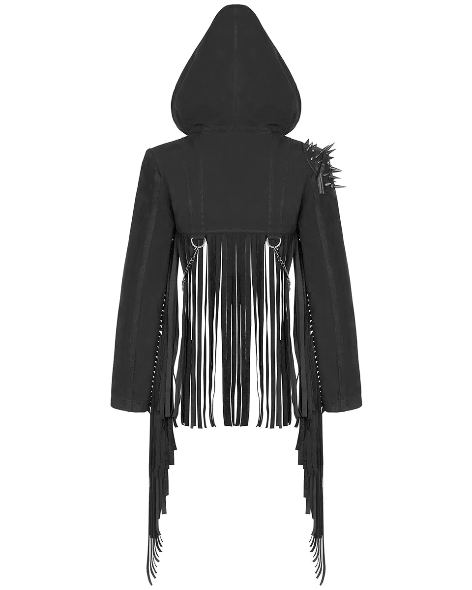 Punk Rave Stormrider Womens Apocalyptic Hooded Cropped Biker Jacket