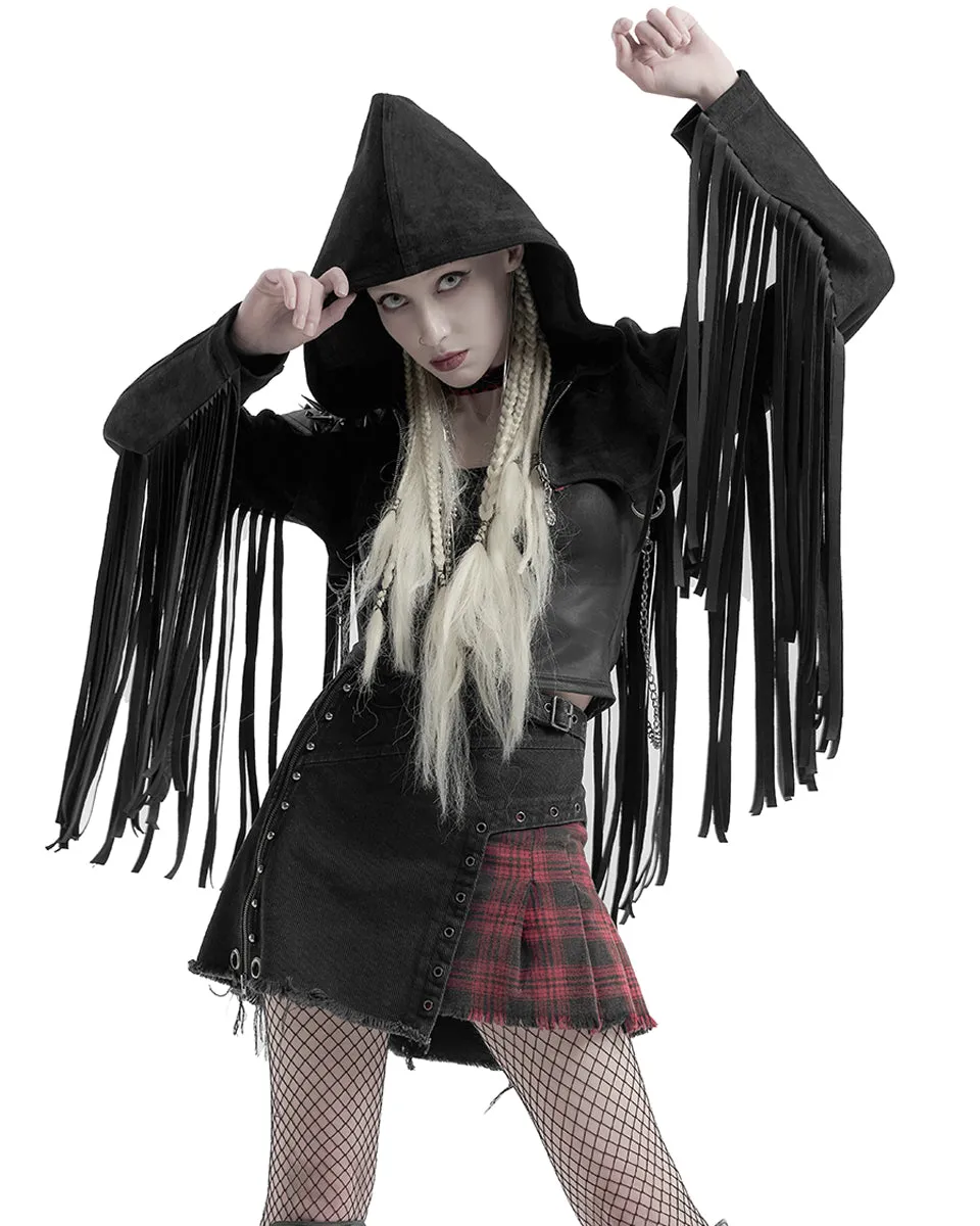 Punk Rave Stormrider Womens Apocalyptic Hooded Cropped Biker Jacket