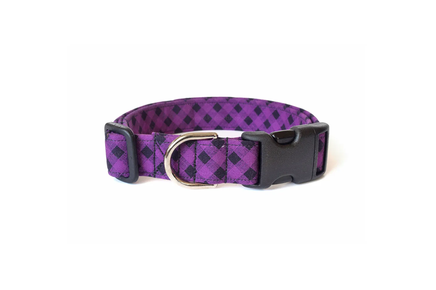 Purple & Black Plaid Dog Collar