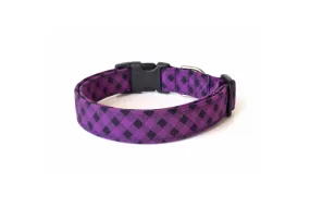 Purple & Black Plaid Dog Collar