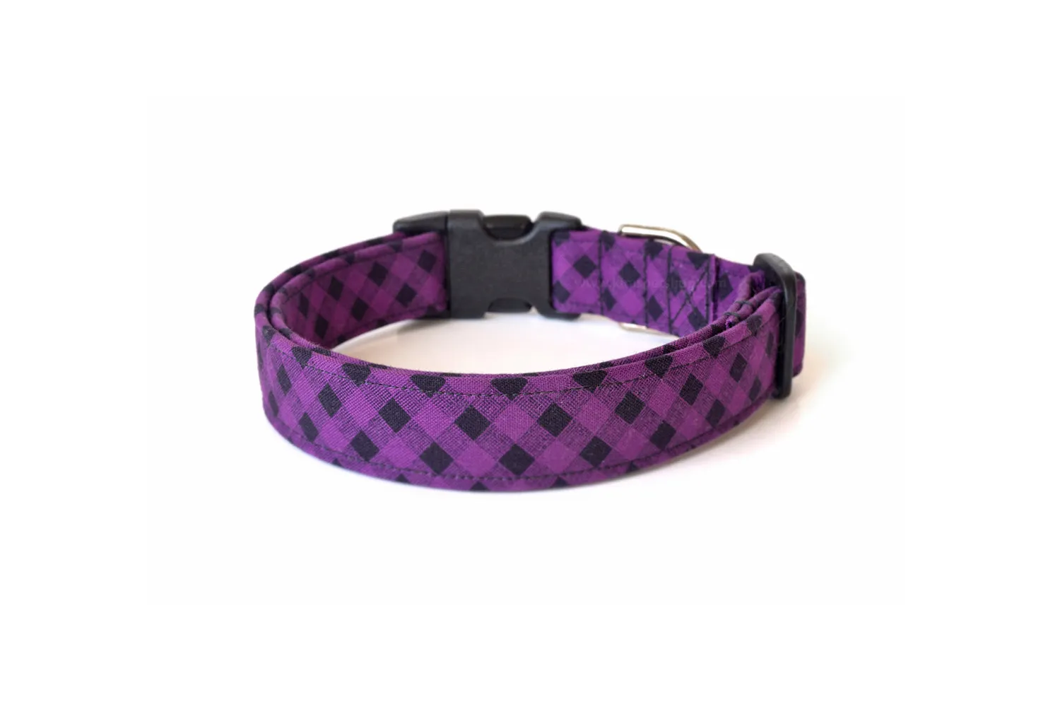 Purple & Black Plaid Dog Collar