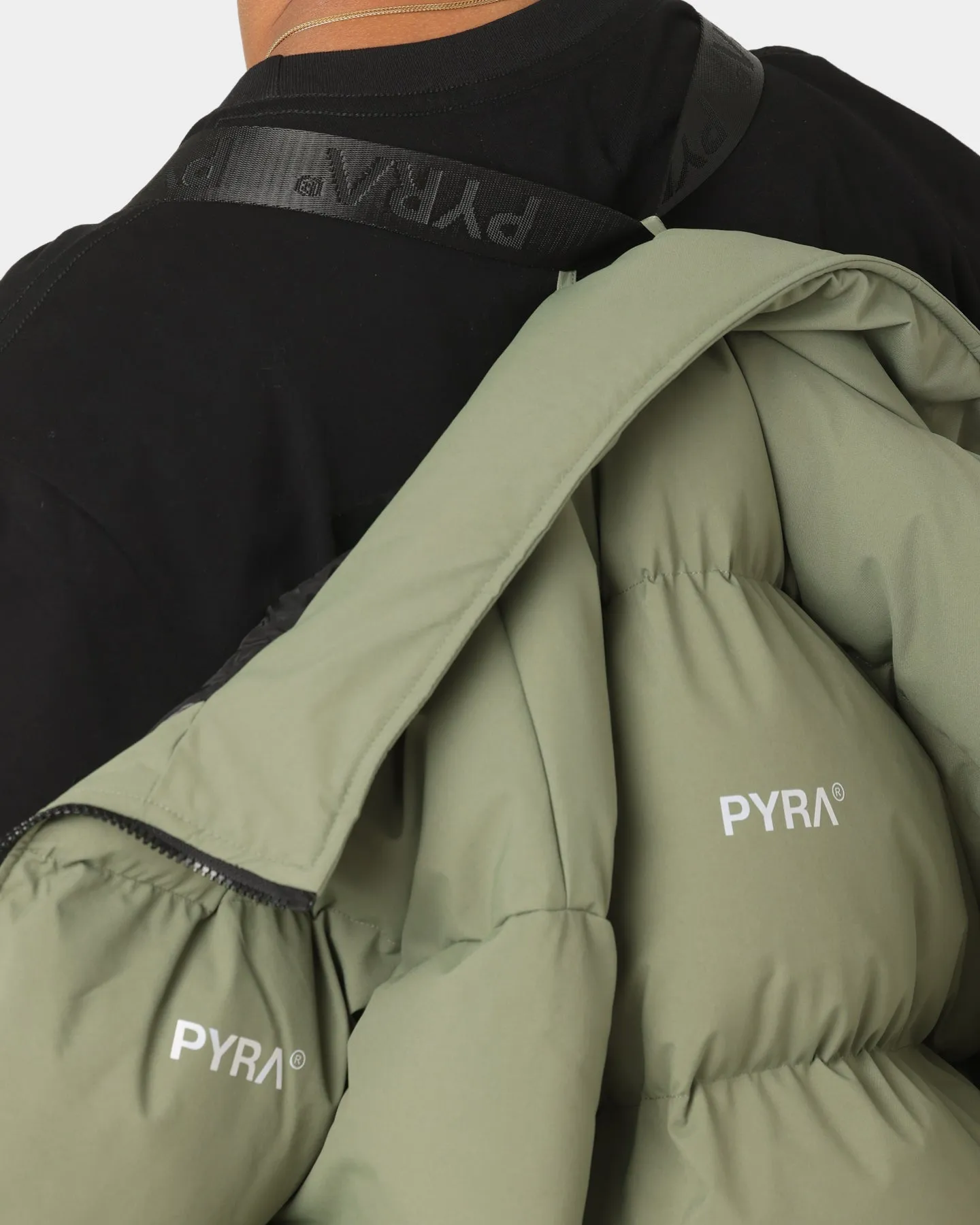 PYRA Padded Puffa Jacket Olive Green