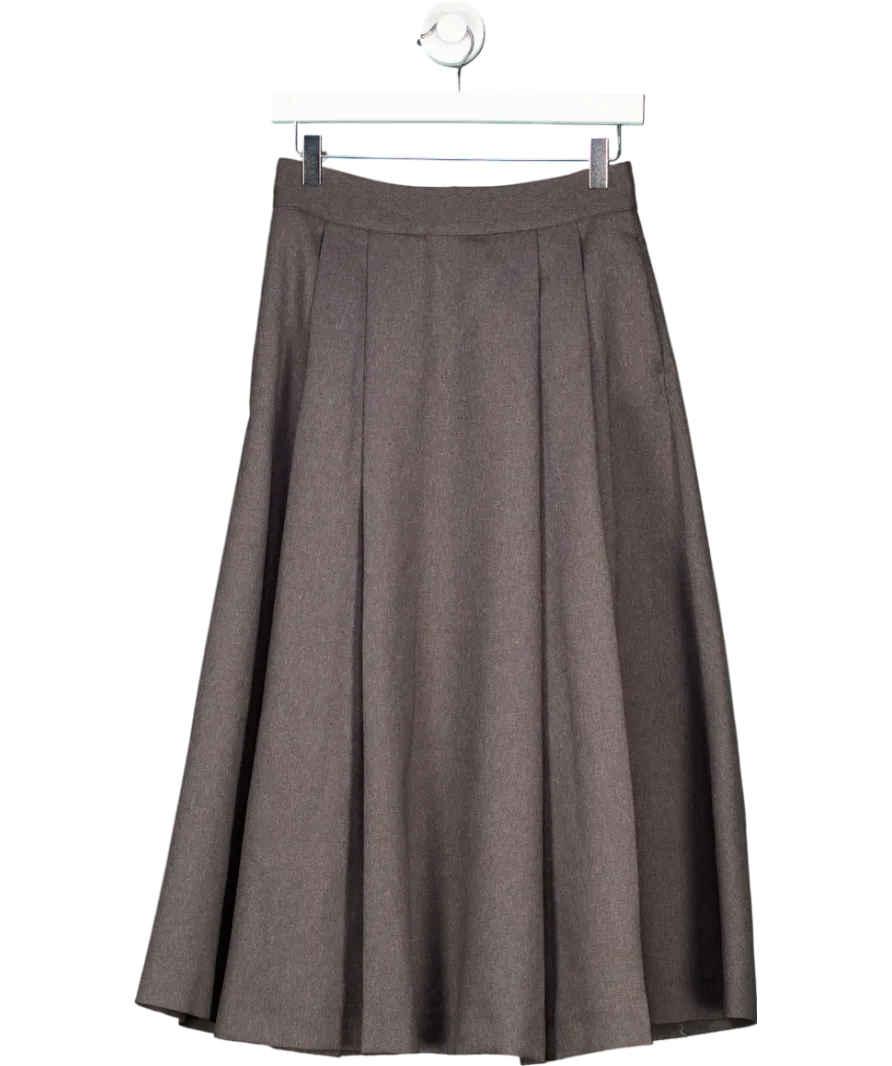 River Island Grey Pleated Midi Skirt UK 8