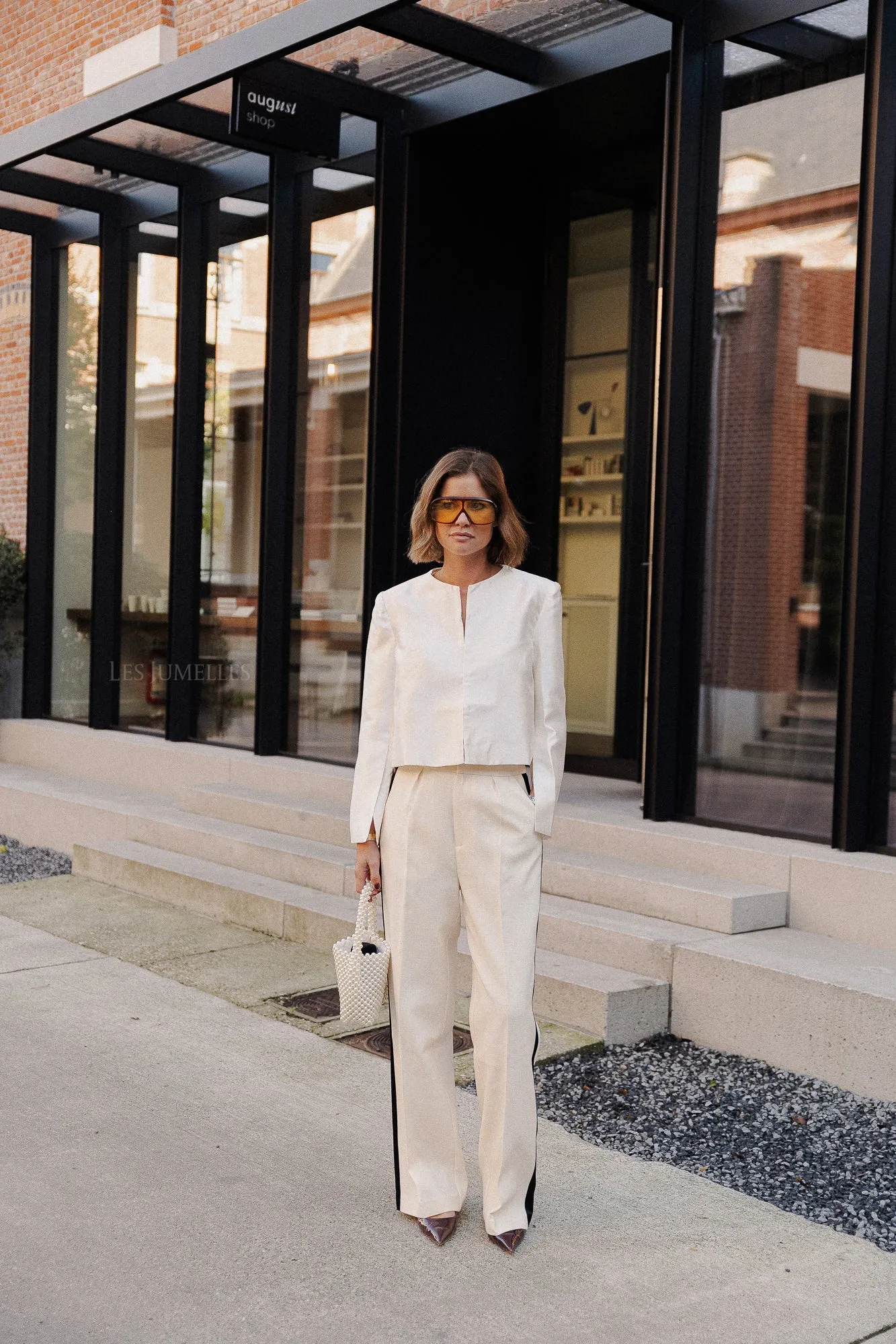 Ruthie cropped long sleeve blouse ivory