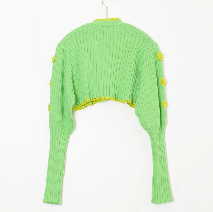 SALE 40%OFF ! <br/>【HOLIDAY/ホリディ】RIBBON CROPPED KNIT CARDIGAN <br>23104025