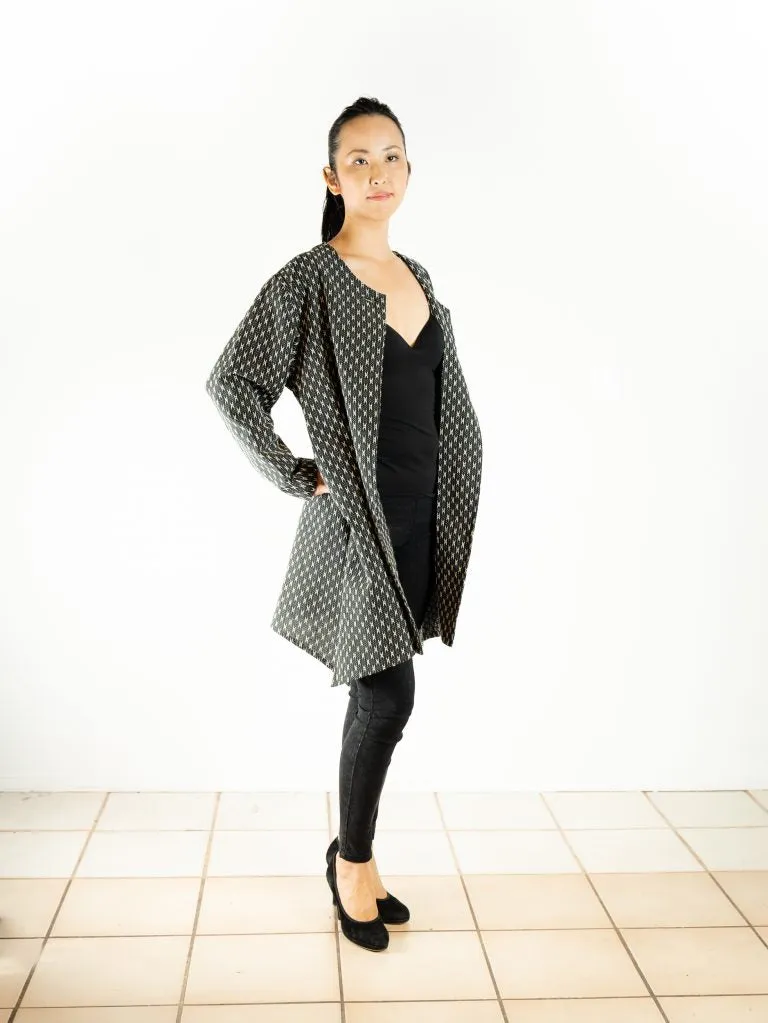 Sasaki Gallery | SSK 5B Long Jacket No Collar - Sashiko