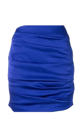 Satin Crepe Ruched Mini Skirt