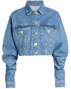 Sea Level  Ruched Sleeve Denim Jacket