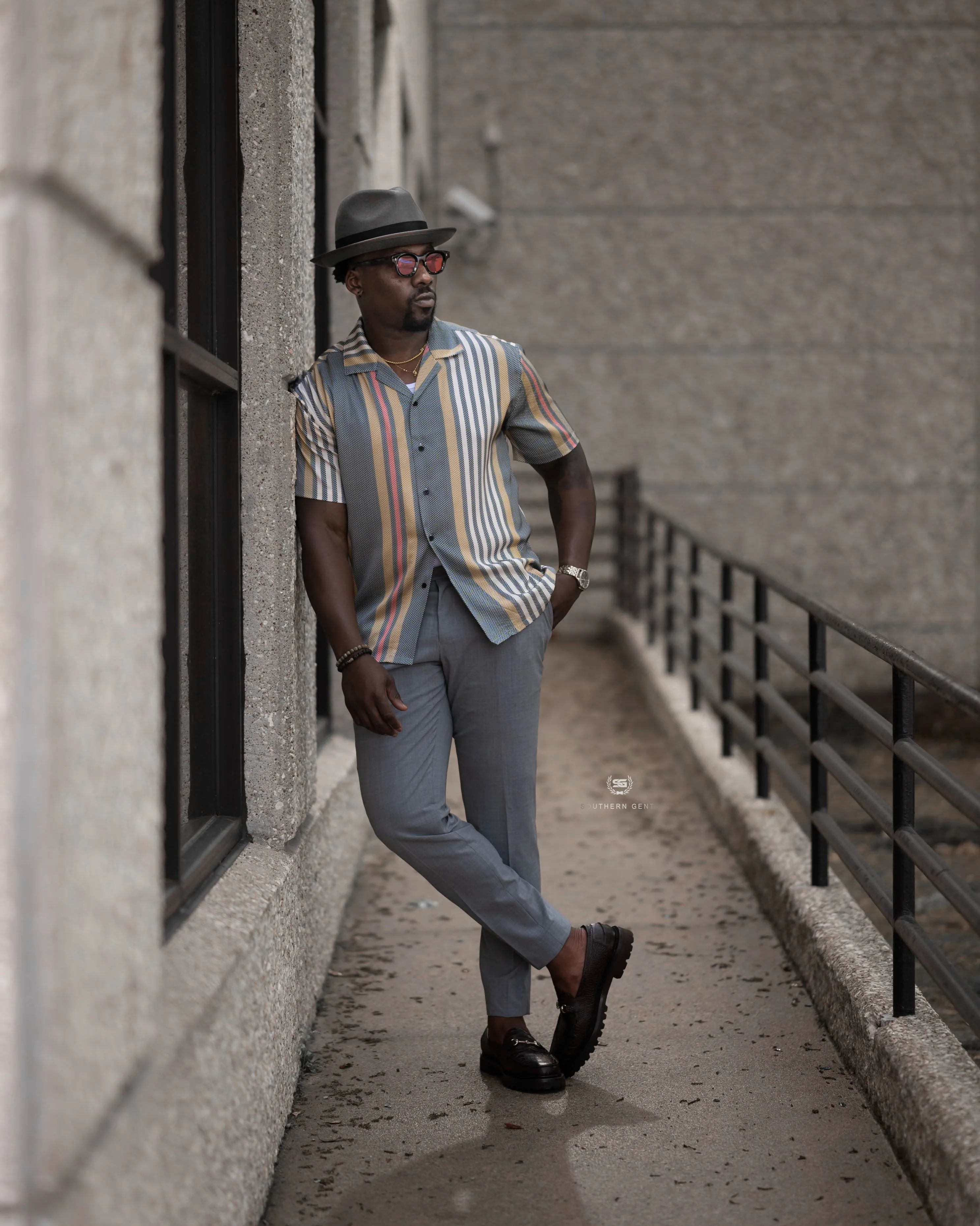 SG Camp Collar Shirt - Striped Herringbone