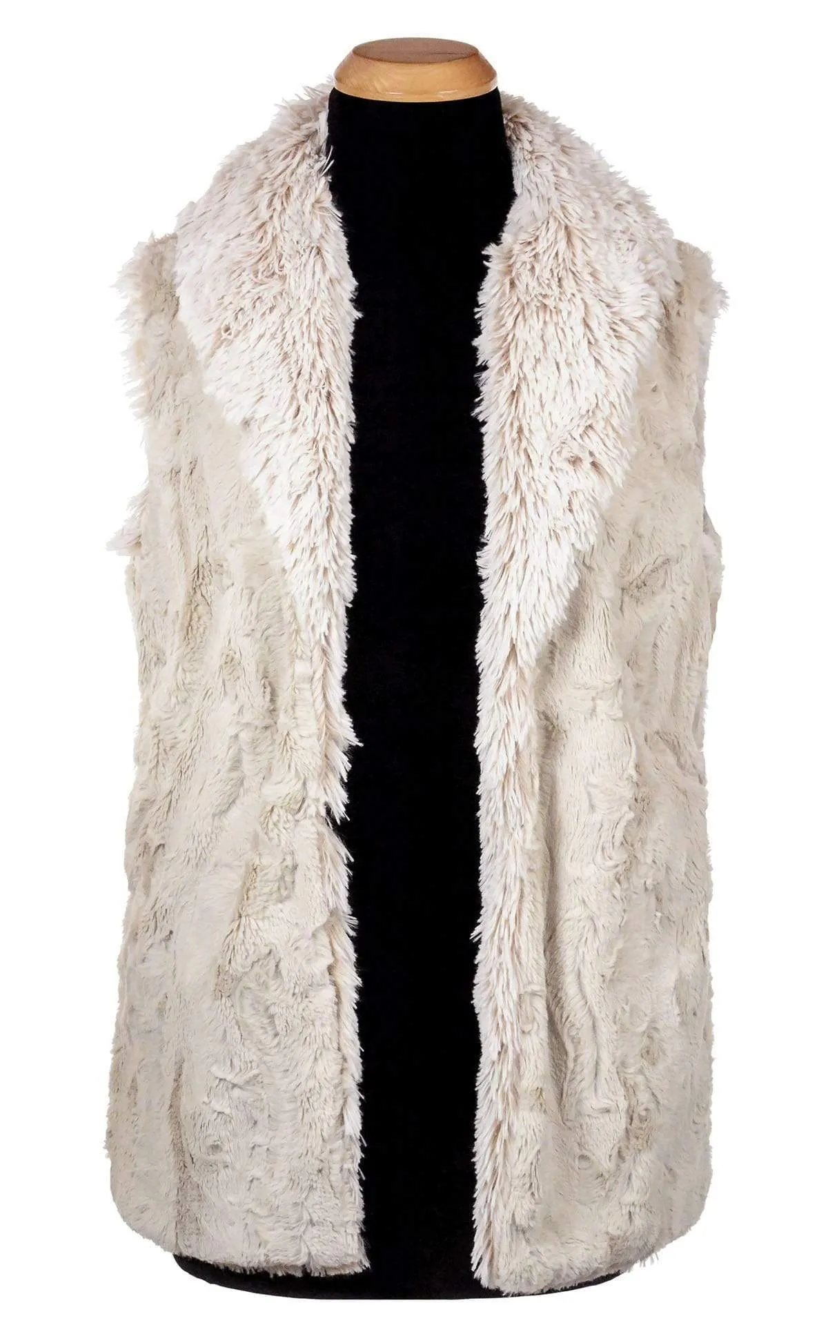 Shawl Collar Vest - Cuddly Faux Fur with Foxy Beach