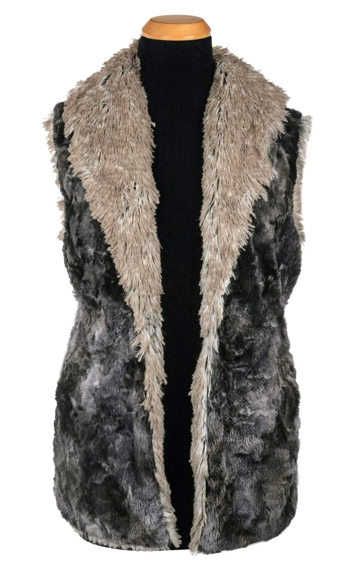 Shawl Collar Vest - Luxury Faux Fur in Highland in Skye with Assorted Faux Fur