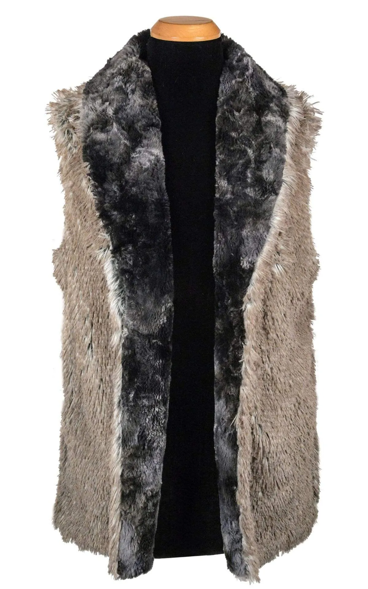 Shawl Collar Vest - Luxury Faux Fur in Highland in Skye with Assorted Faux Fur