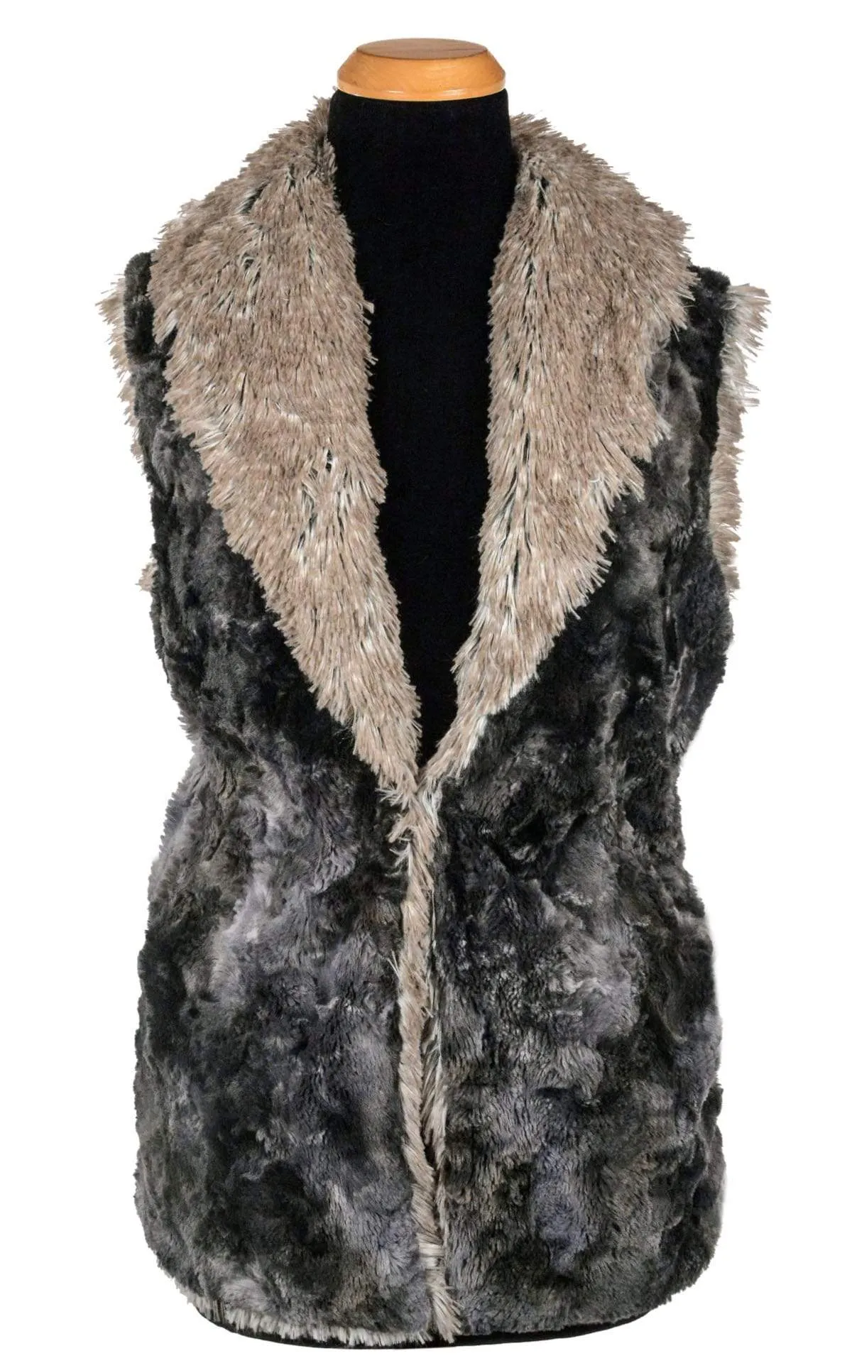 Shawl Collar Vest - Luxury Faux Fur in Highland in Skye with Assorted Faux Fur