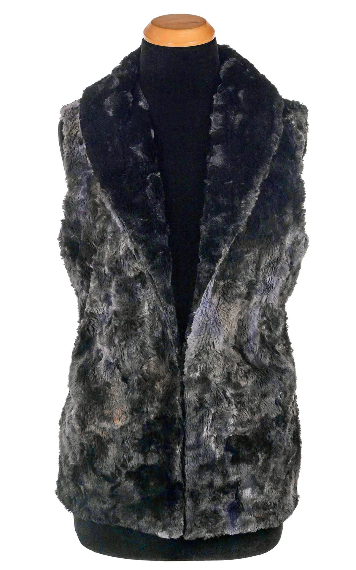 Shawl Collar Vest - Luxury Faux Fur in Highland in Skye with Assorted Faux Fur