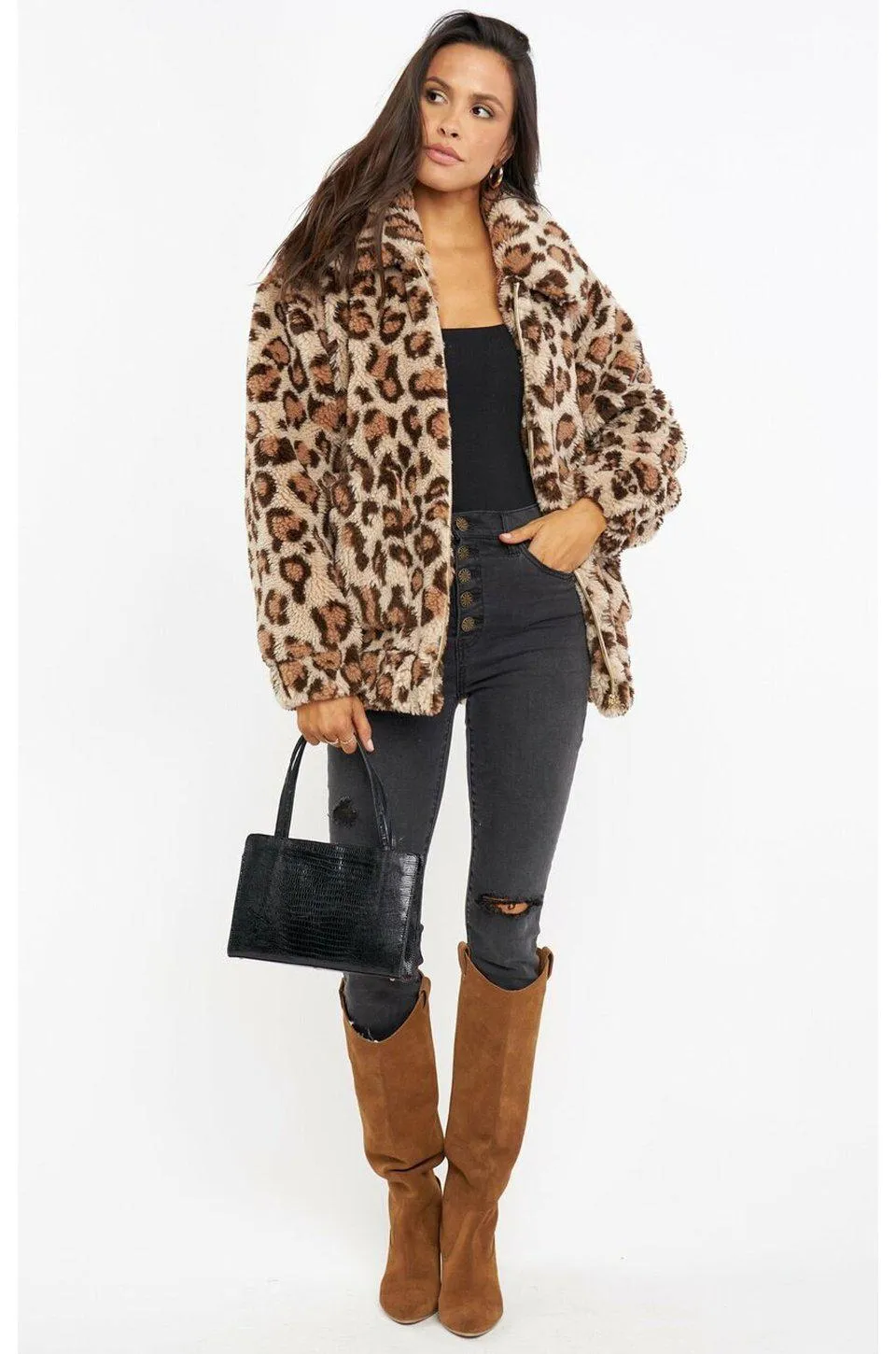 Show Me Your Mumu Cordelia Jacket In Leopard Faux Fleece