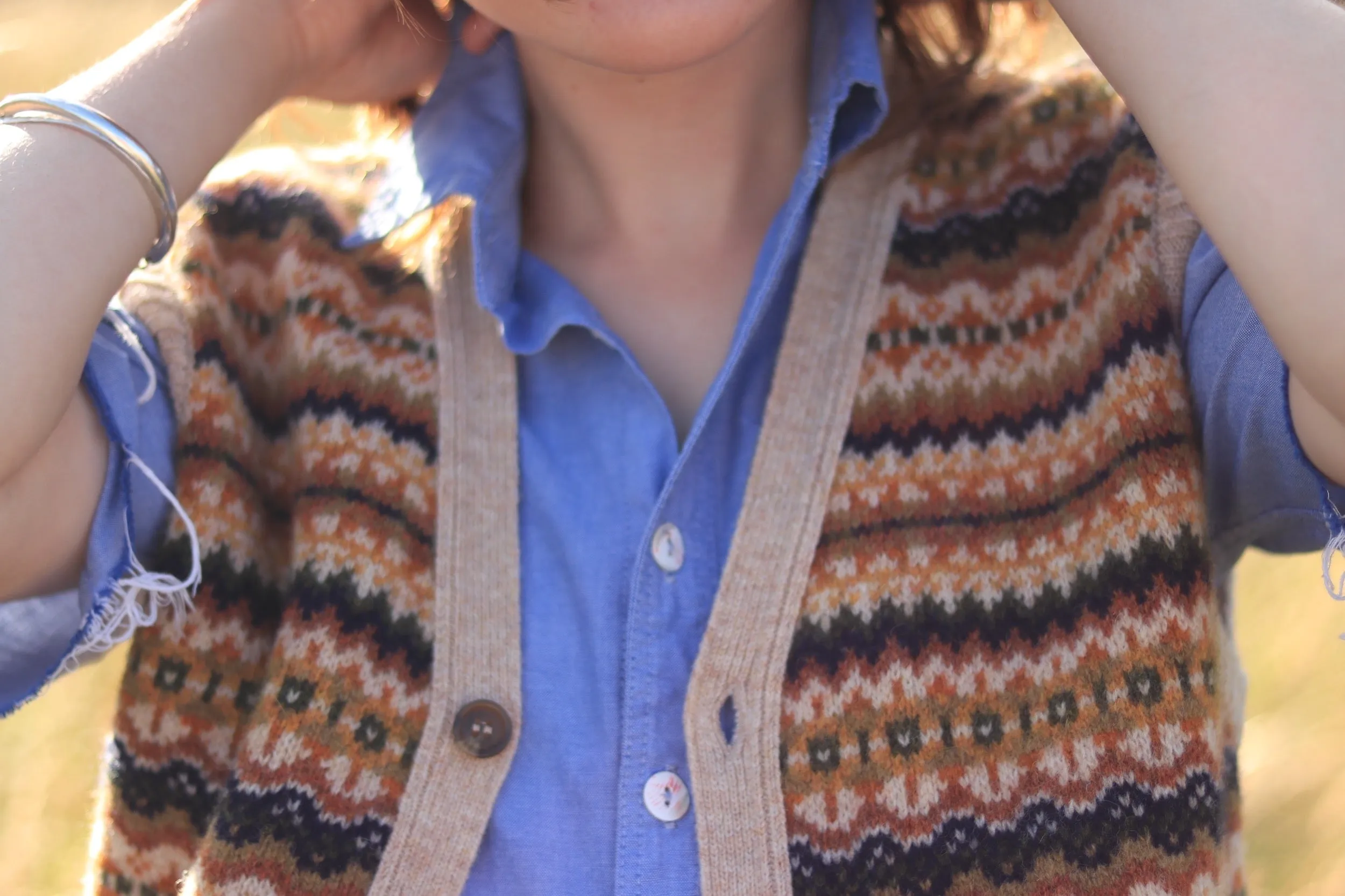 Sleeveless Fairisle Cardigan