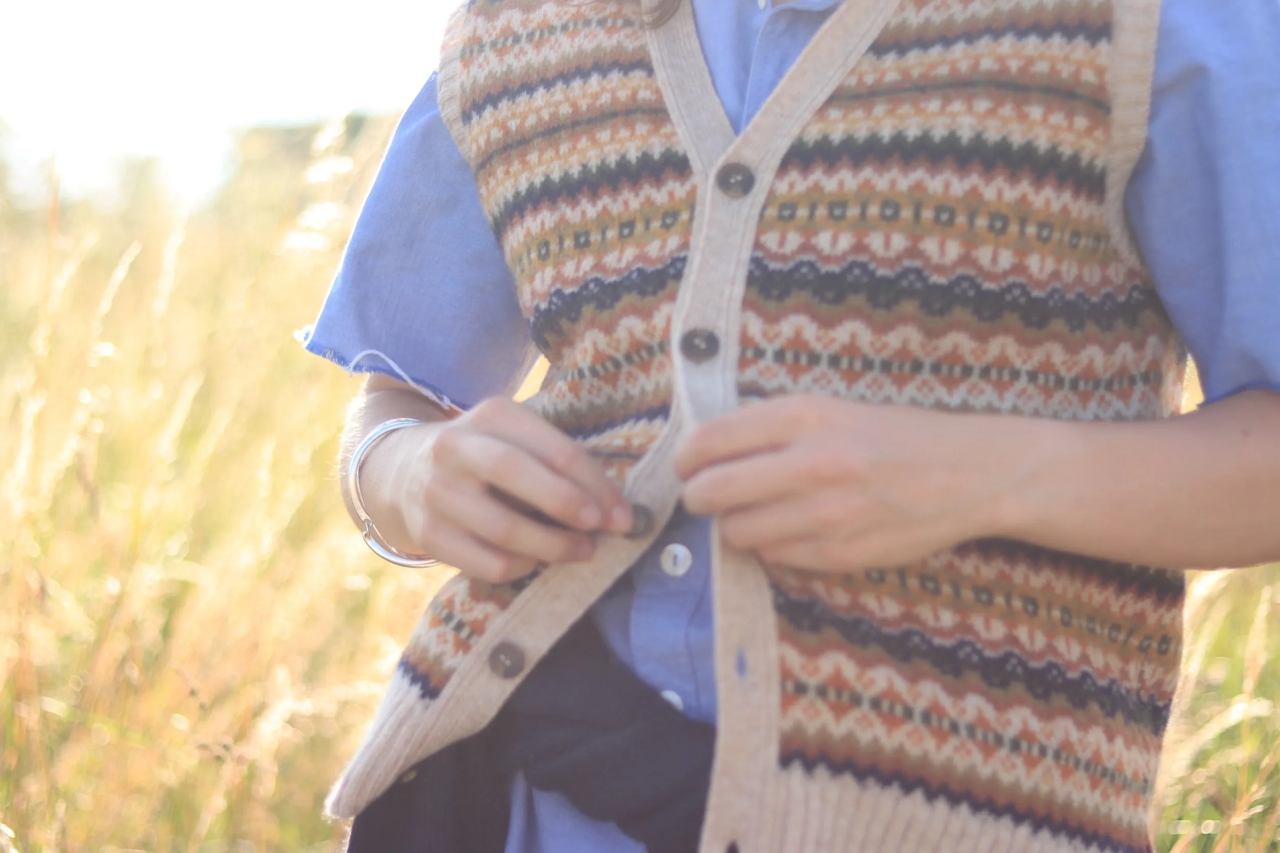 Sleeveless Fairisle Cardigan