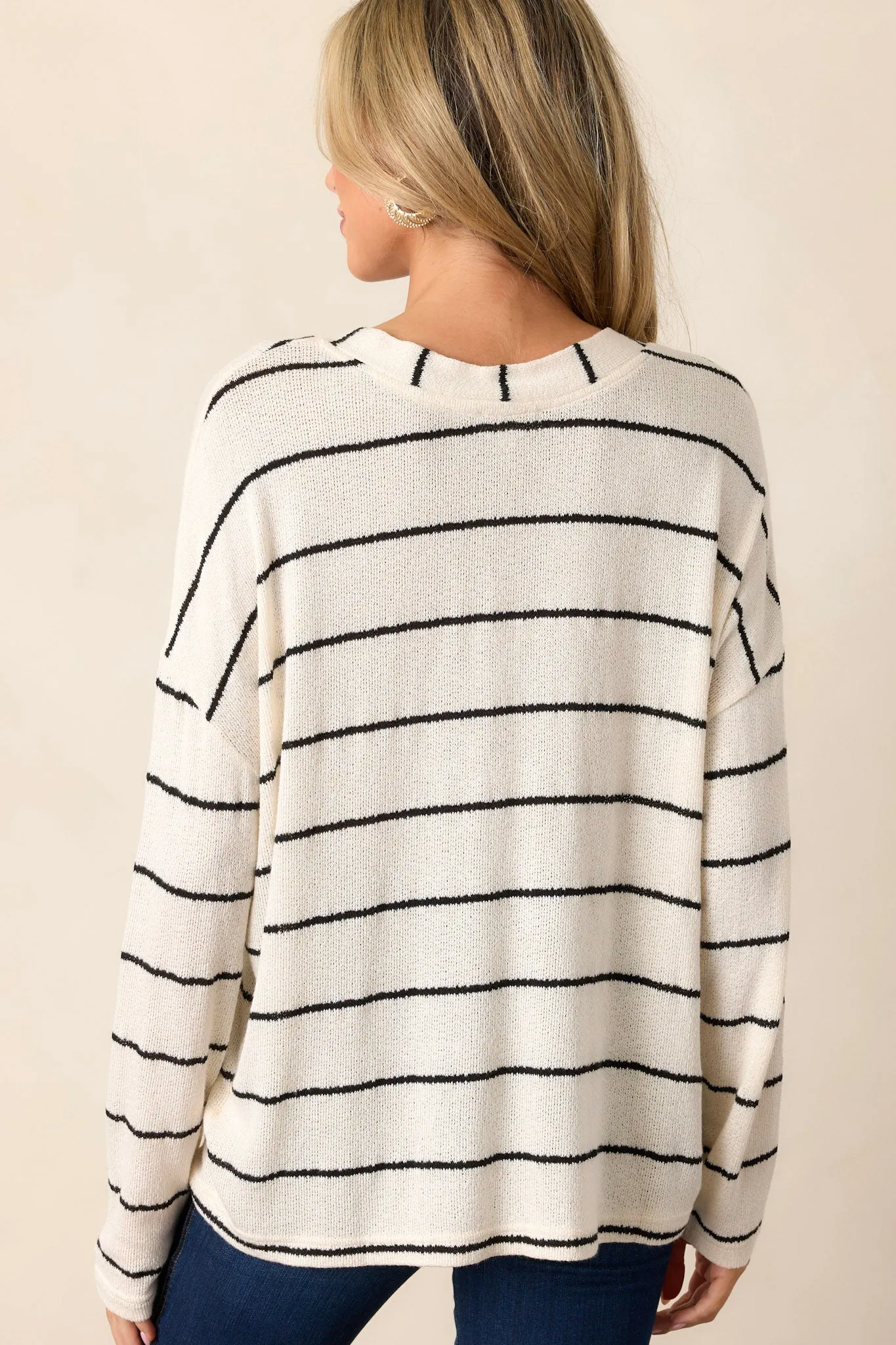 Soft Reflection Ivory Stripe Long Sleeve Sweater