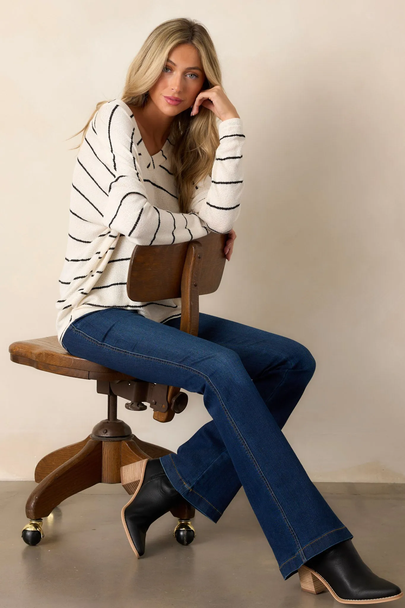 Soft Reflection Ivory Stripe Long Sleeve Sweater