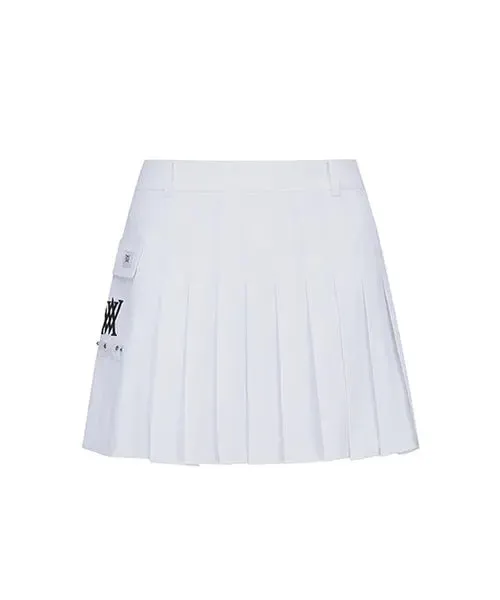 Sophisticated White Pleated Mini Skirt with Pocket for Women by ANEW Golf