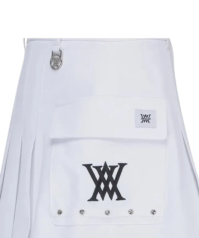 Sophisticated White Pleated Mini Skirt with Pocket for Women by ANEW Golf