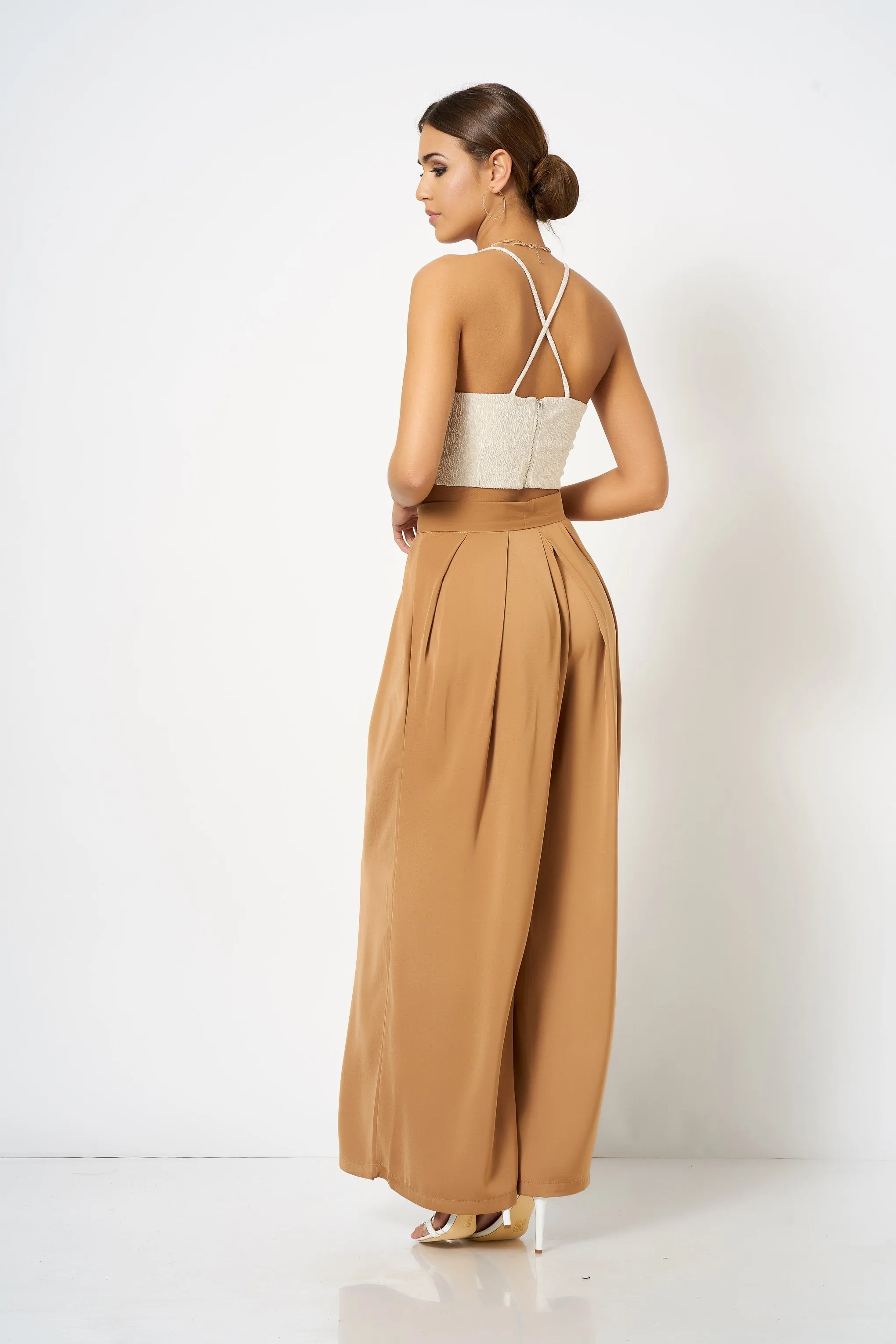 Stone Plunge Cross Back Crop Top