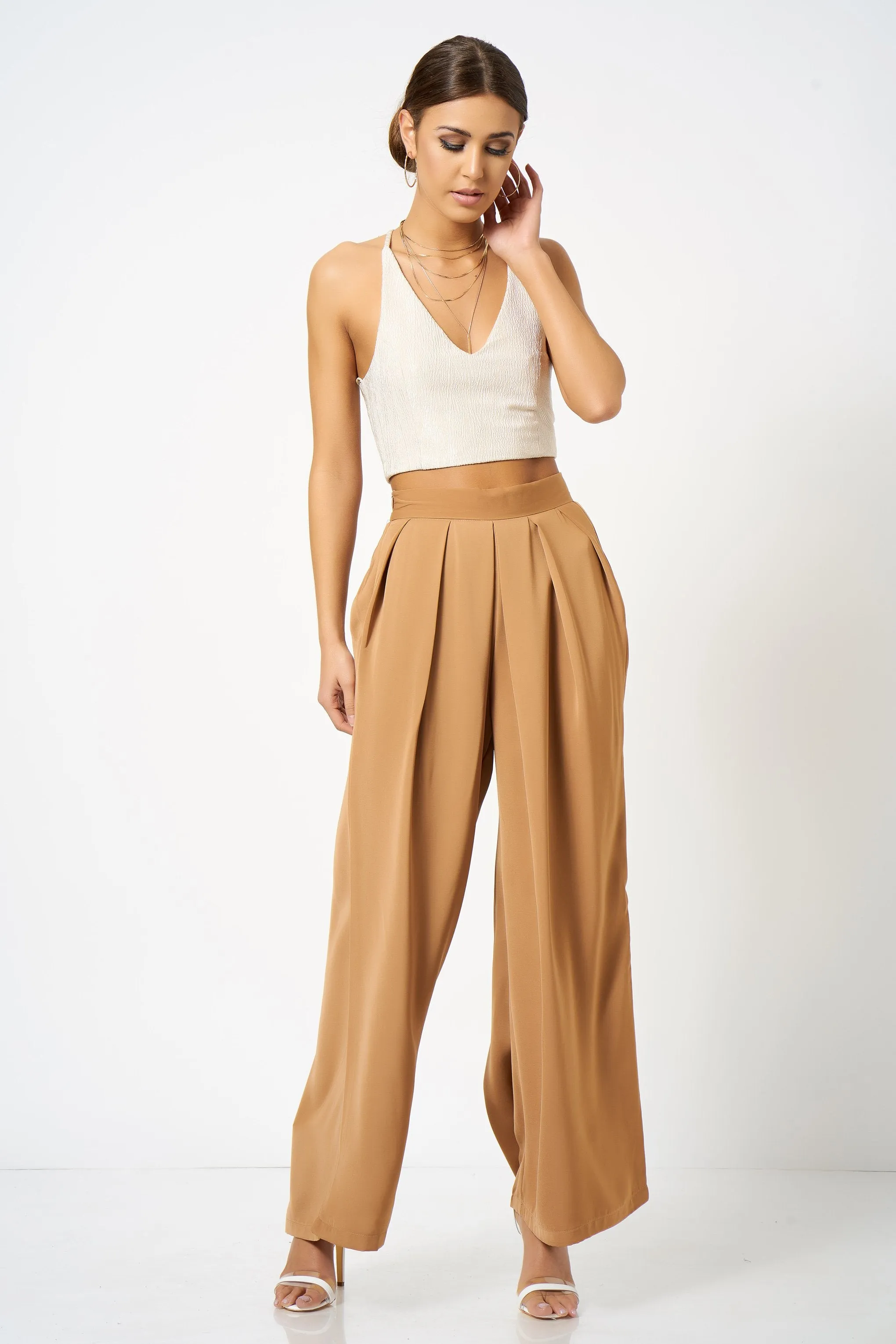 Stone Plunge Cross Back Crop Top