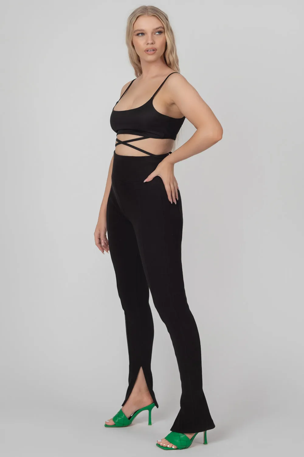 Strappy Tie Cropped Bralet Black