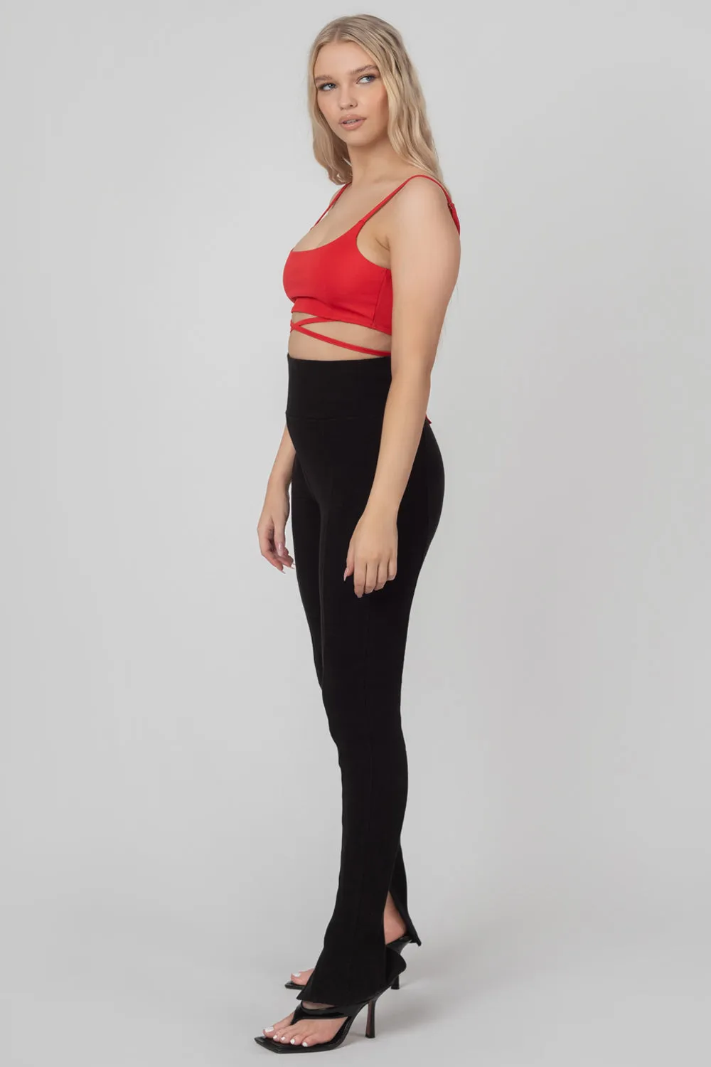 Strappy Tie Cropped Bralet Red