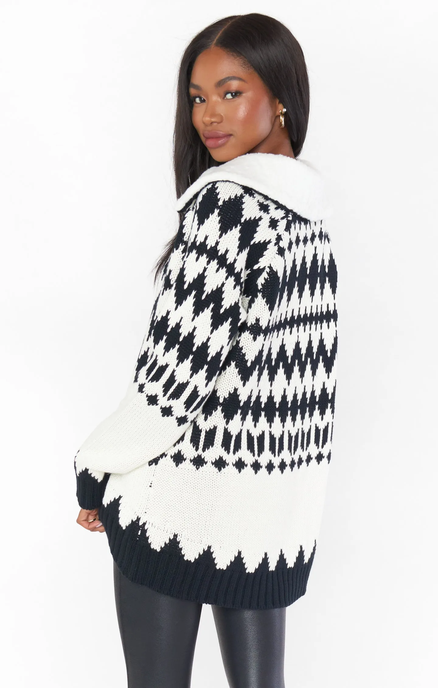 Sun Valley Pullover ~ White with Faux Sherpa