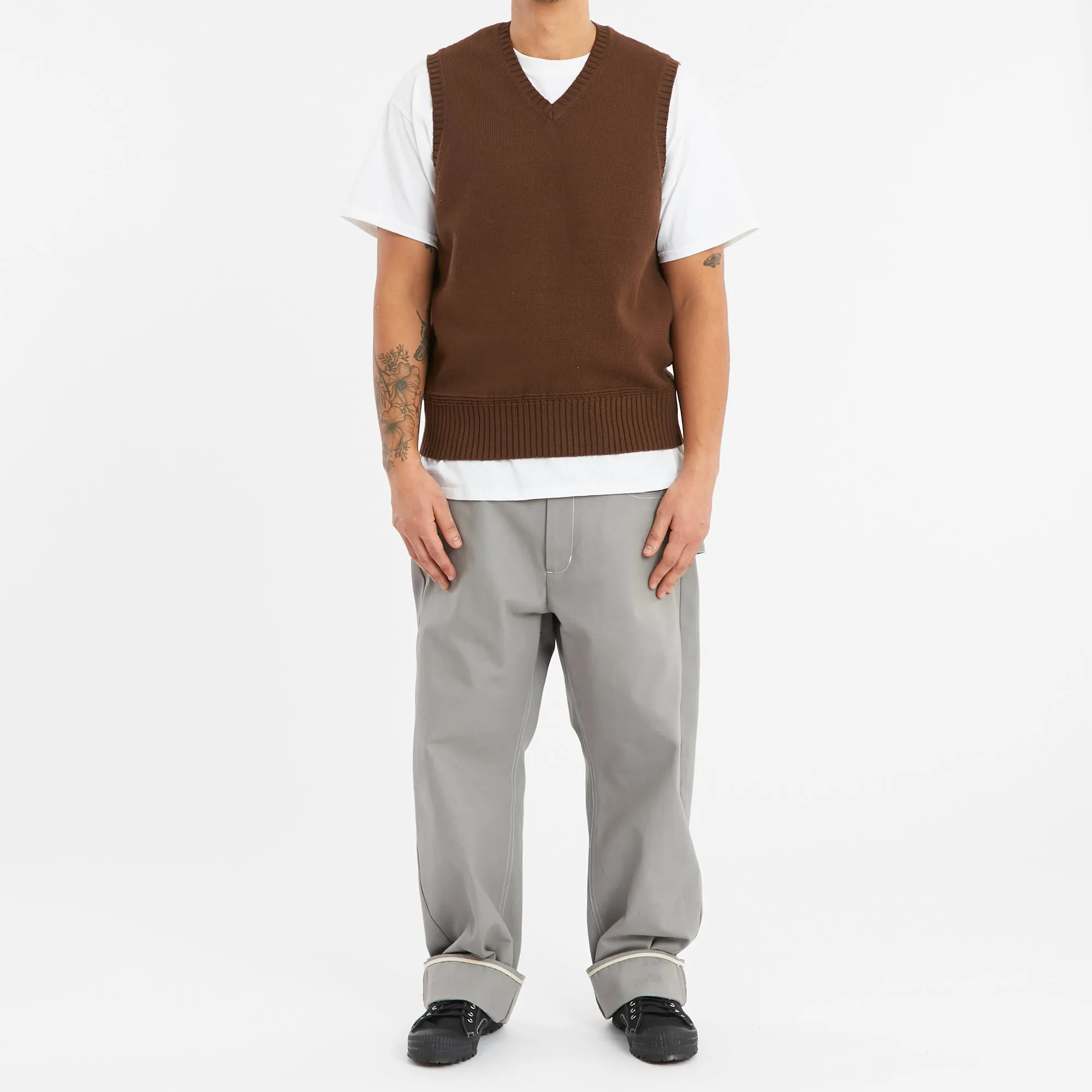 Sweater Vest - Brown Cotton