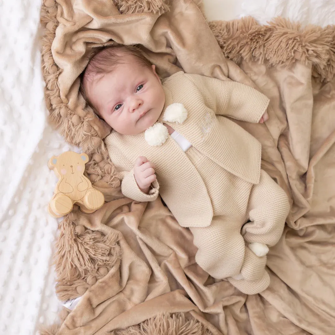 Taupe Knitted Pom 2 Piece Outfit