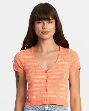 Taylor Sweater Top V-Neck Sweater - Fusion Coral