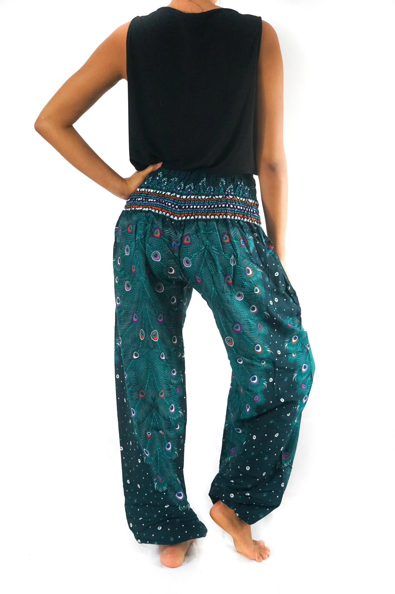 Teal PEACOCK Pants Women Boho Pants Hippie Pants Yoga