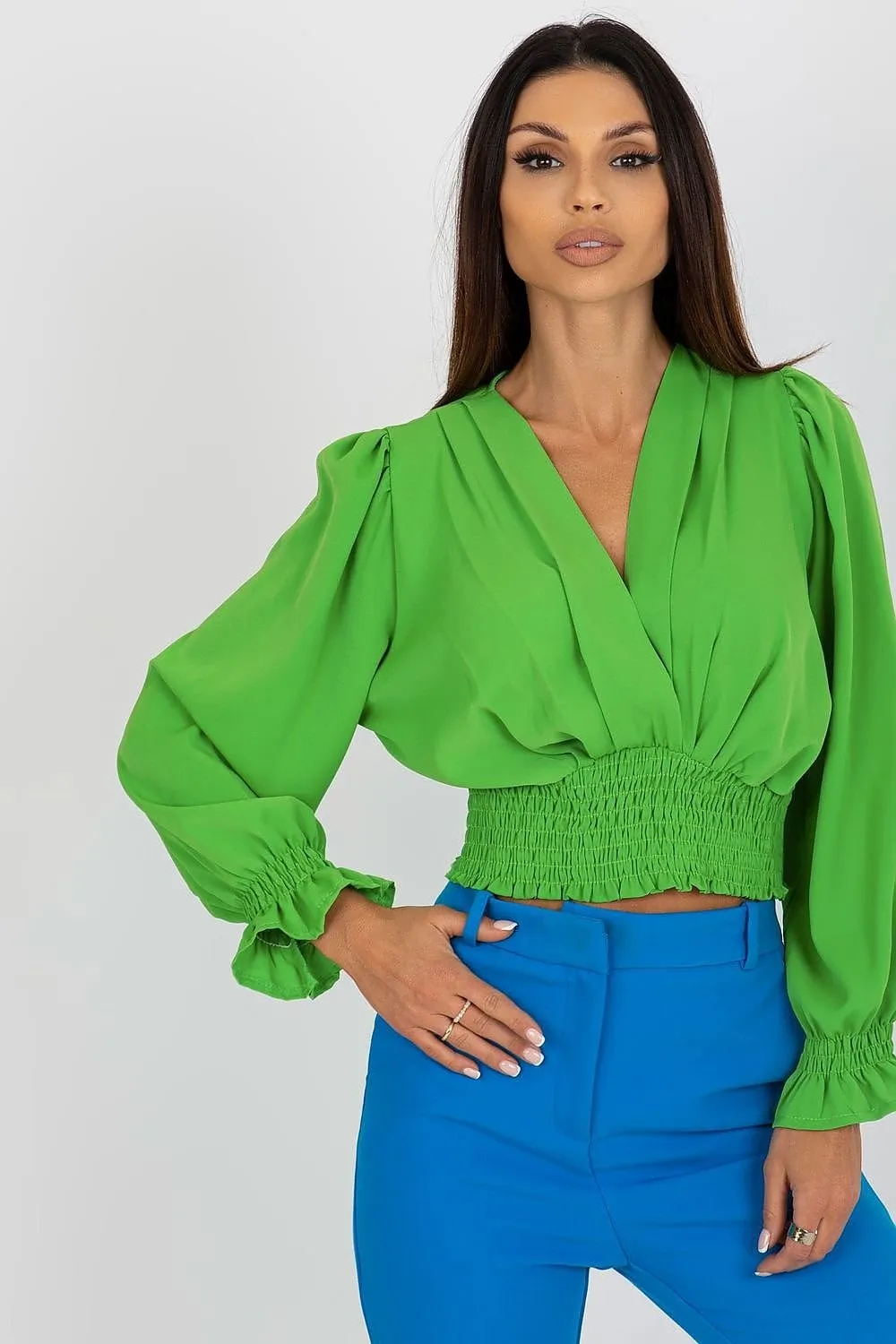 TEEK - Cropped V-Neck Blouse