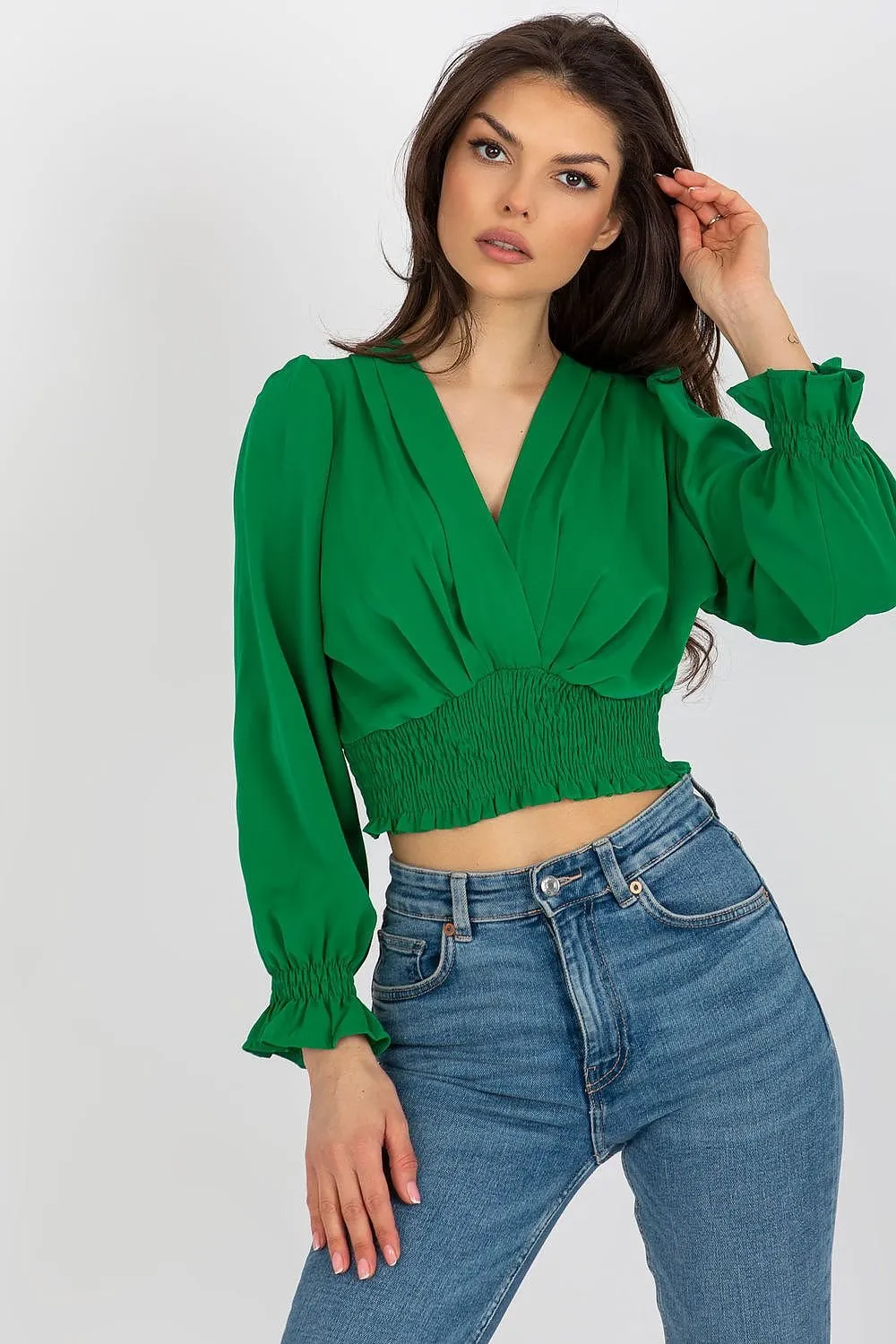 TEEK - Cropped V-Neck Blouse