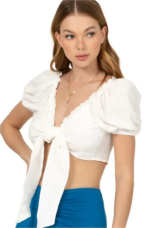 TEEK - Off White Summer Days Short Sleeve Crop Top