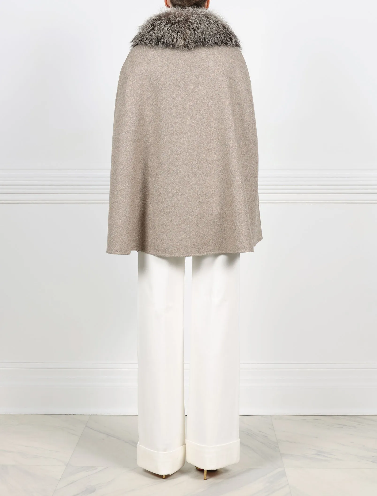 The Charleston Woven Cape with Fur Collar