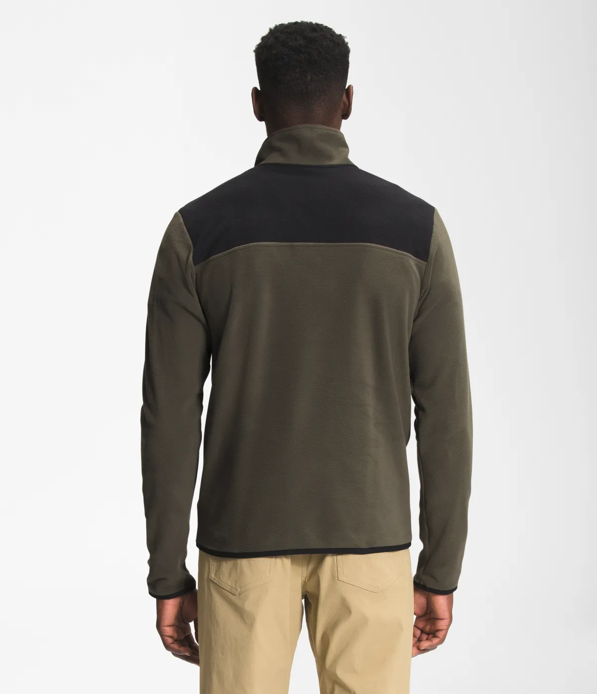 'The North Face' Men's TKA Glacier Snap Pullover - New Taupe Green / TNF Black