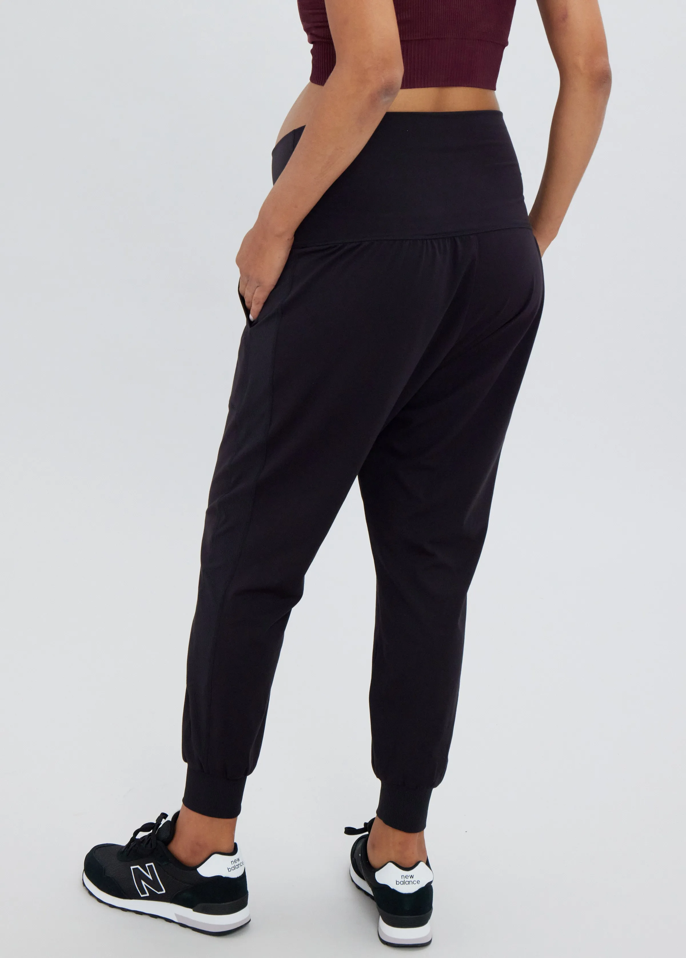 The Ultimate Fold Down Maternity Black Jogger