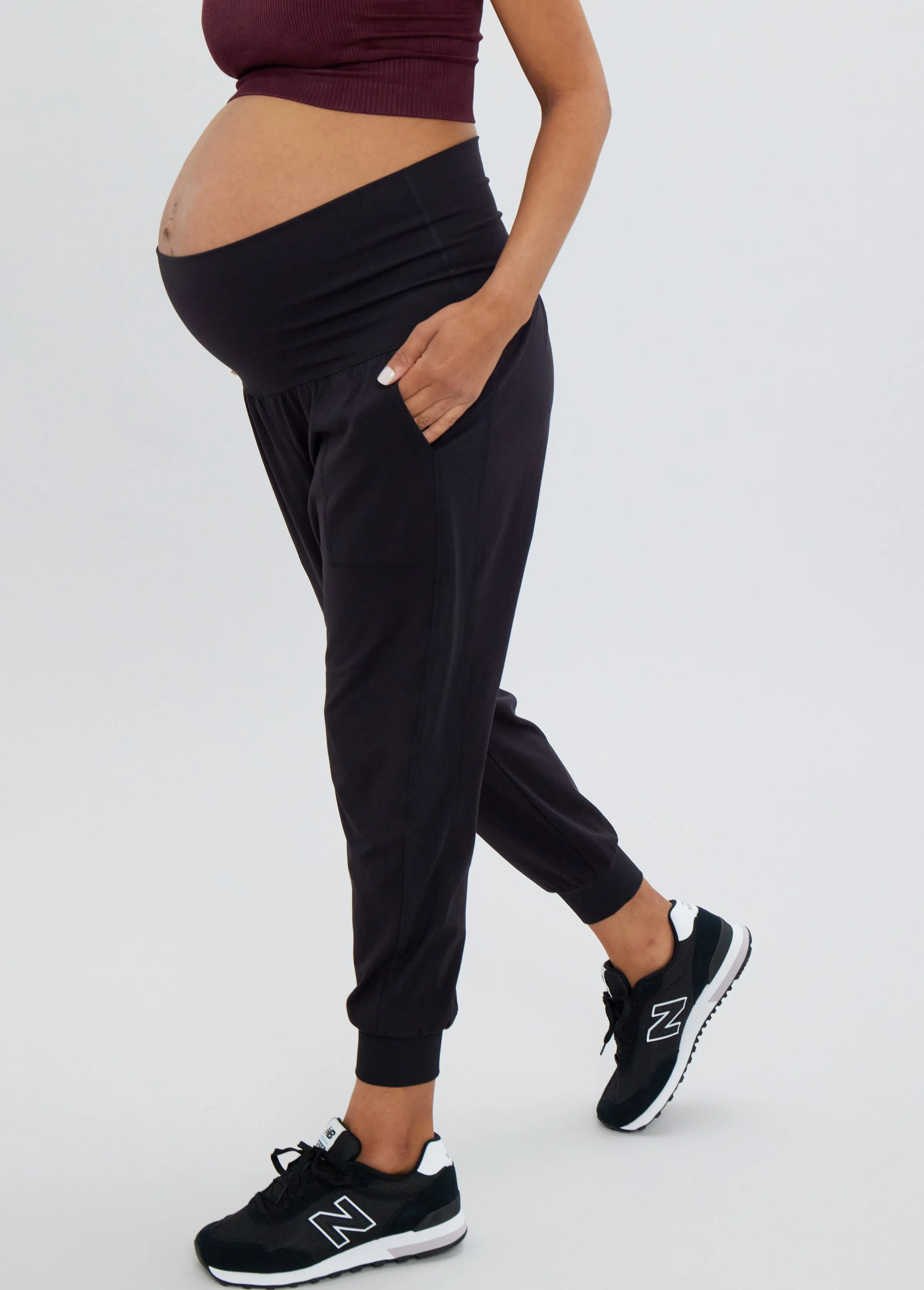 The Ultimate Fold Down Maternity Black Jogger